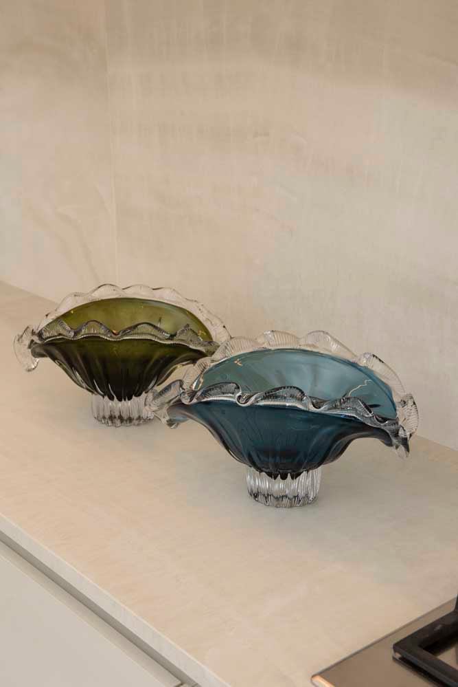 Centro de Mesa Fiore Vidro Murano – 35 cm (Âmbar, Azul Safira, Verde Esmeralda)