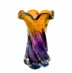 Vaso Venezia Vidro Murano – 24 cm Roxo Ametista com Âmbar