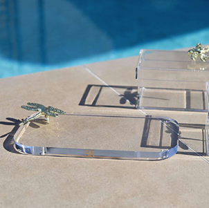 Bandeja Libélula em Acrílico Cristal com Aplicação em Latão – 30 cm