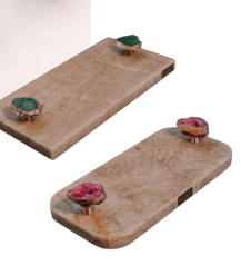 Bandeja em Mármore com Alças de Pedra Natural – Luxo em Pedras Nobres