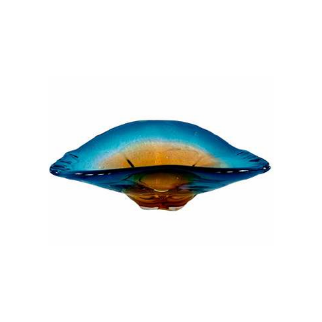 Centro de Mesa Capri Vidro Murano Azul Safira com Âmbar