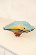 Centro de Mesa Capri Vidro Murano Azul Safira com Âmbar