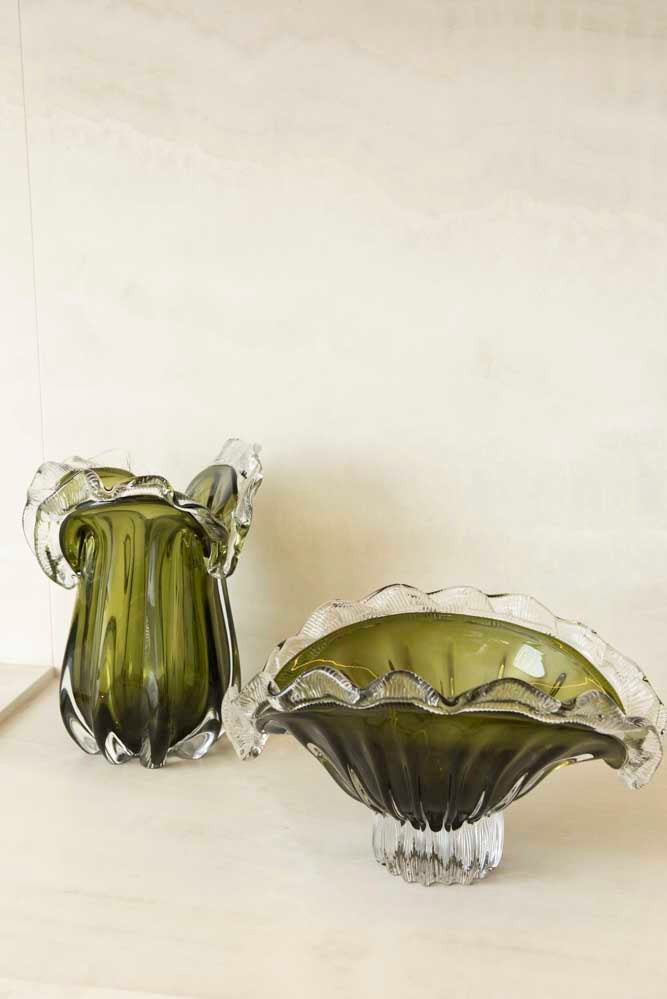 Vaso Fiore Vidro Murano – 27 cm (Âmbar, Azul Safira, Verde Esmeralda)