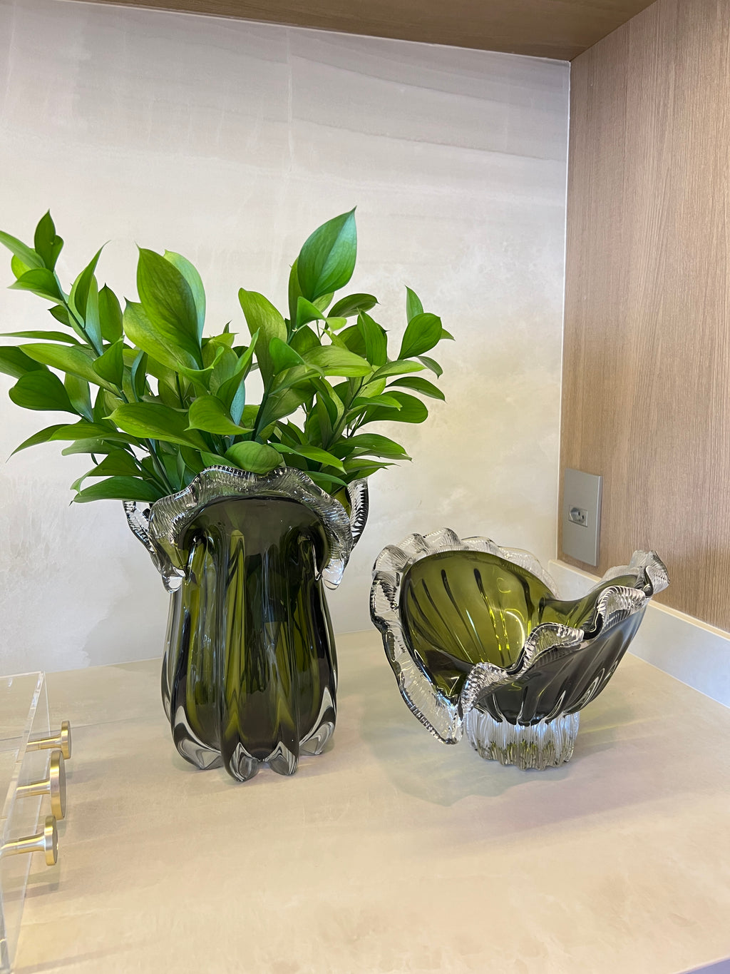 Centro de Mesa Fiore Vidro Murano – 35 cm (Âmbar, Azul Safira, Verde Esmeralda)