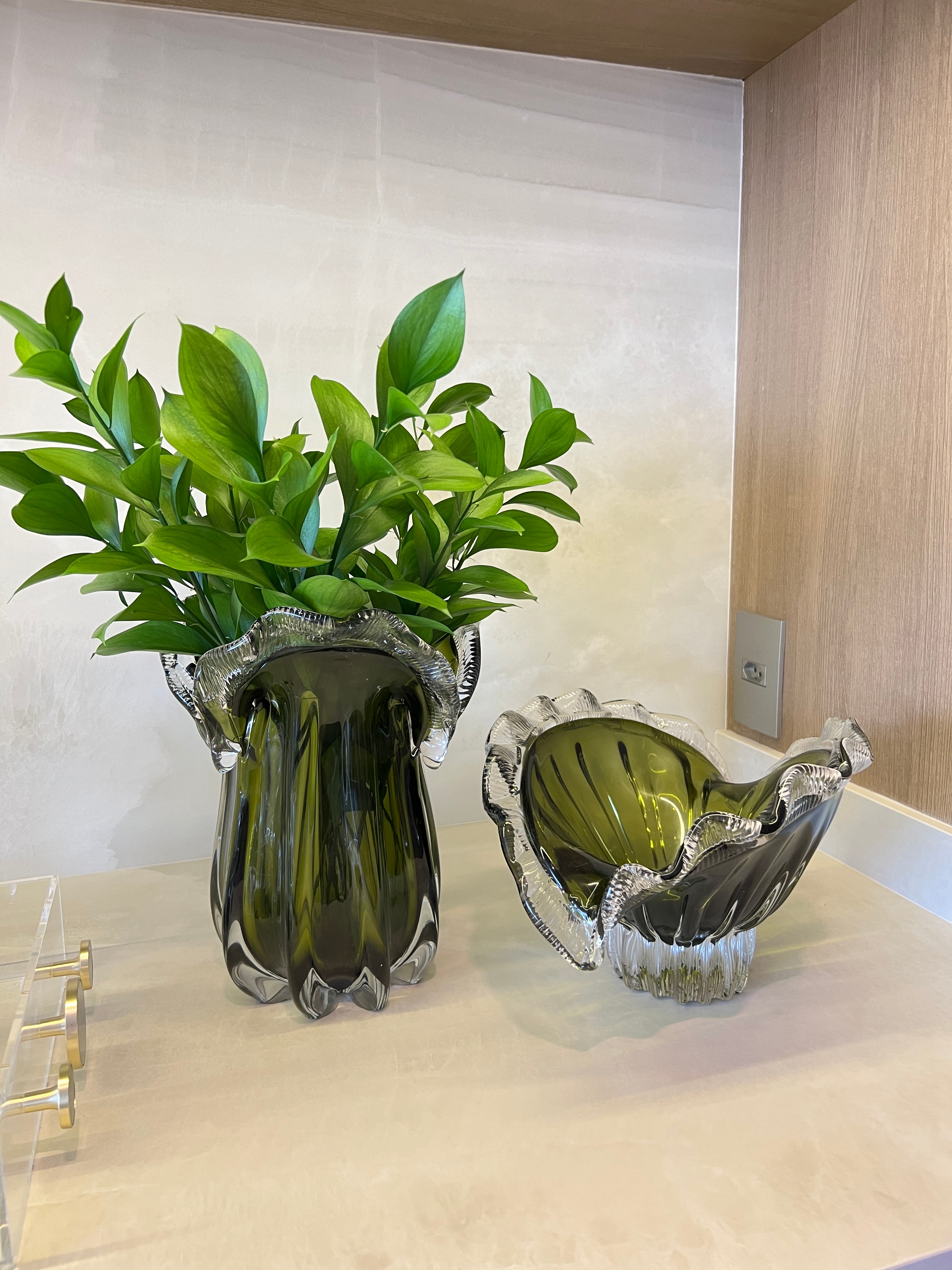 Centro de Mesa Fiore Vidro Murano – 35 cm (Âmbar, Azul Safira, Verde Esmeralda)