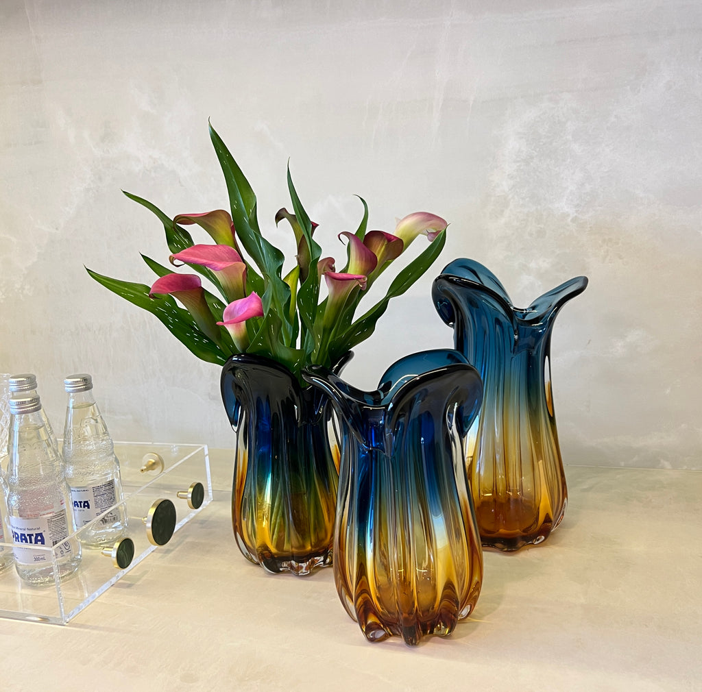 Vaso Fiamma Vidro Murano – Tamanhos P e M (Cores Variadas)