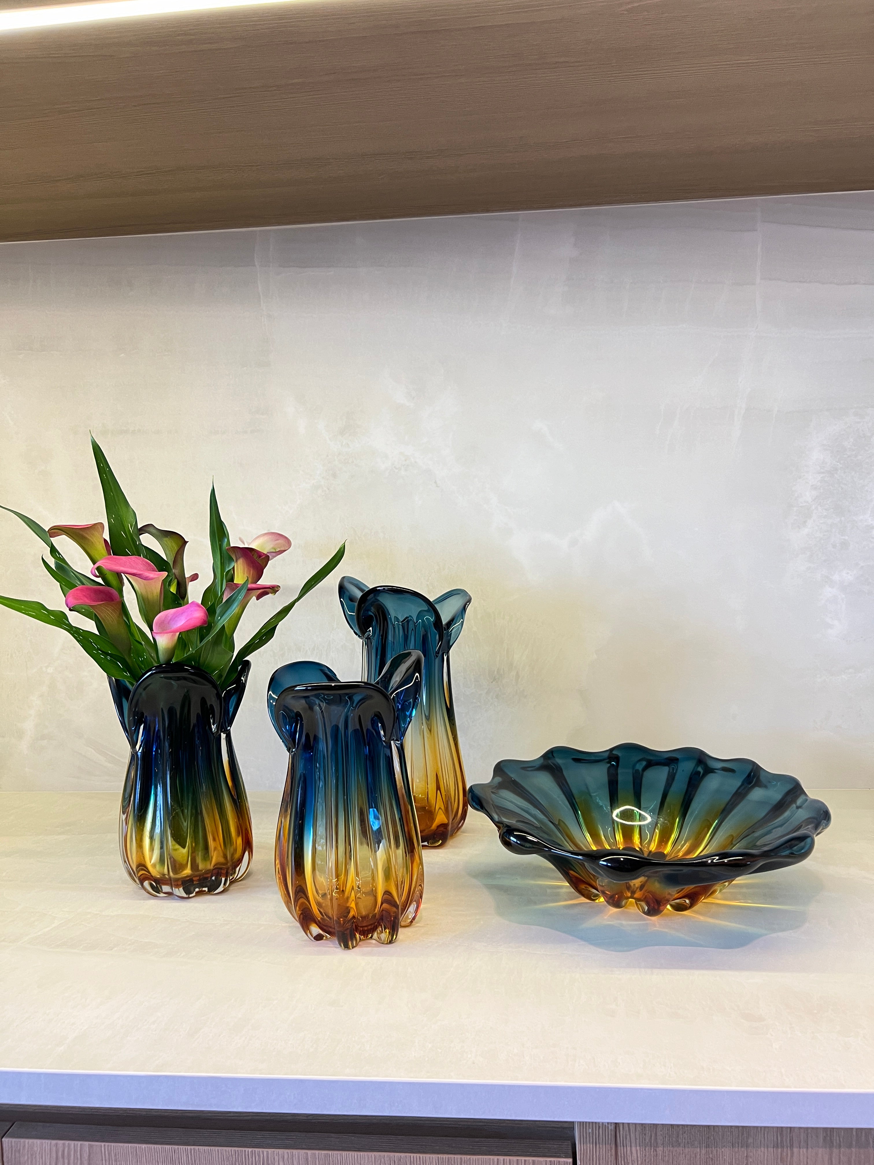 Vaso Fiamma Vidro Murano – Tamanhos P e M (Cores Variadas)