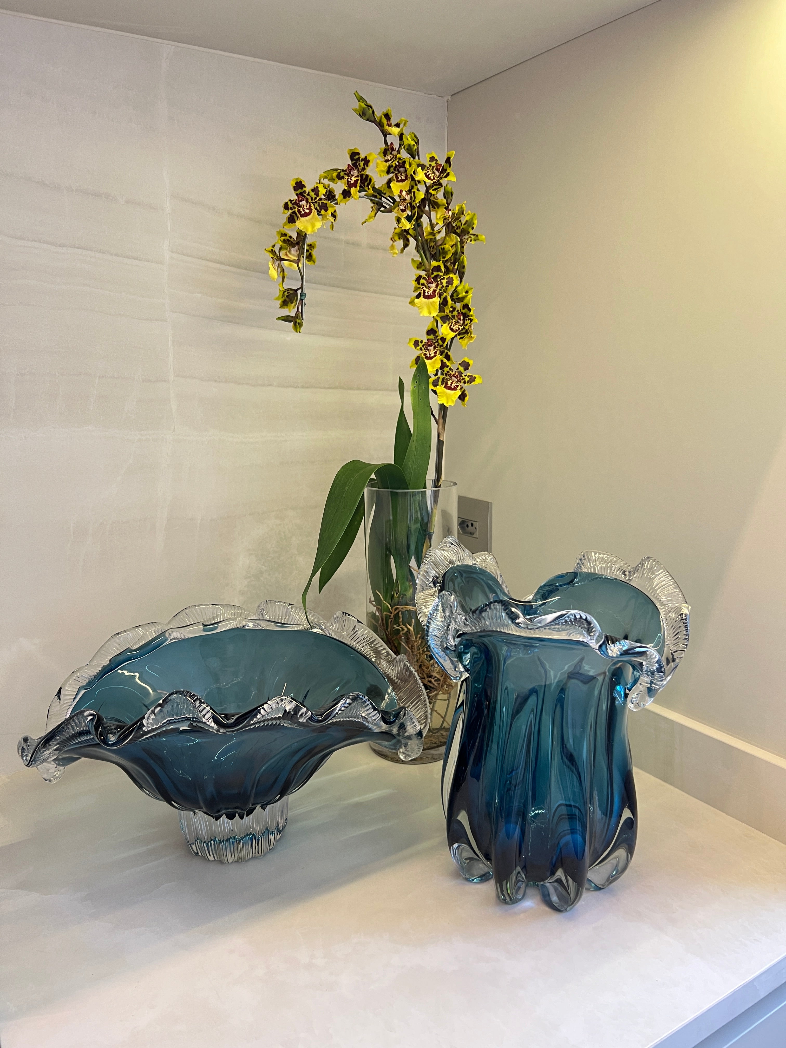 Vaso Fiore Vidro Murano – 27 cm (Âmbar, Azul Safira, Verde Esmeralda)
