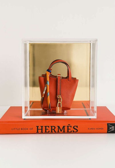 Adorno Caixa Acrílica com Mini Bag Hermès – Modelos Picotin e Birkin